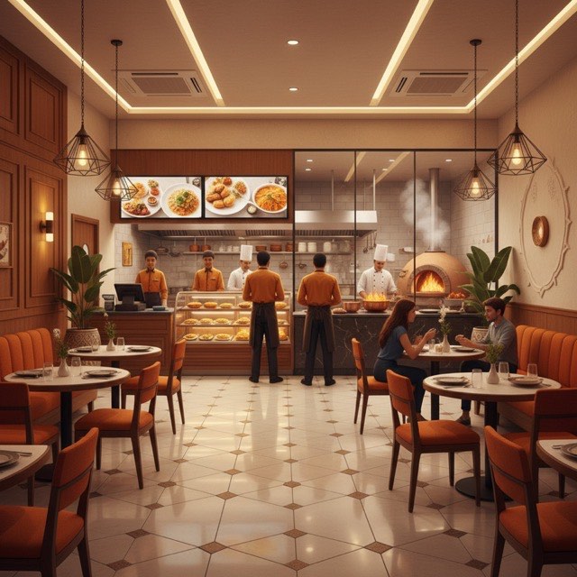 Hamza Express — Mid-premium QSR restaurant interior